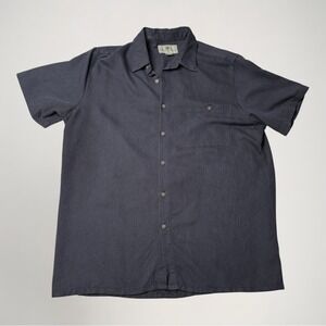 Island Shores Mens Button Up Shirt Size L Gray Coastal Resort Casual Minimalist